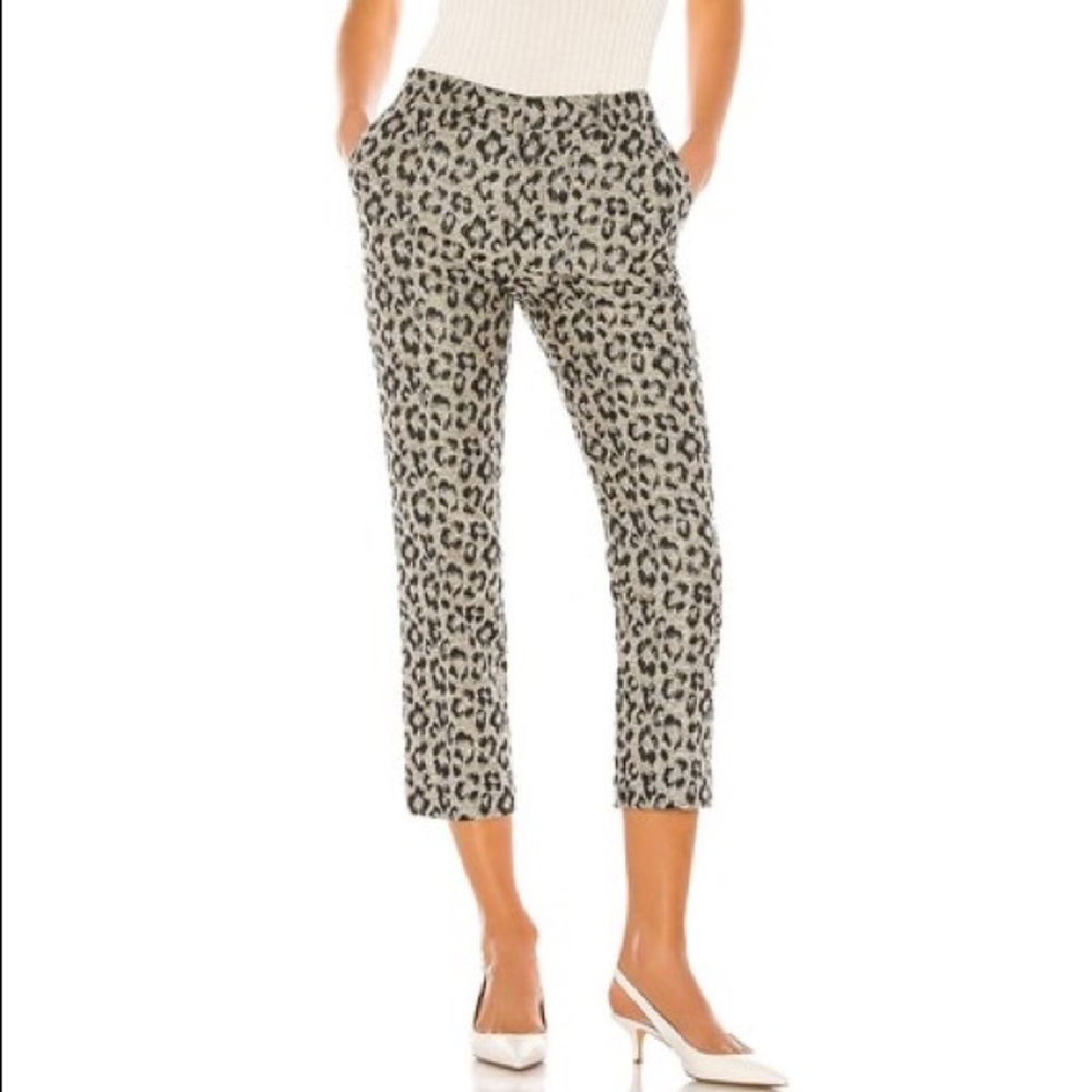 Le Superbe Jenna jacquard cropped leopard pants with silver sparkle size 0